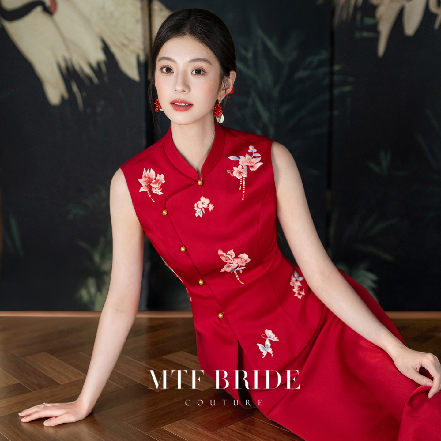 Man Tingfang [Tang Ci] Новый китайский стиль, улучшенное женское платье чонсам для тостов, 2026 новое темпераментное платье для помолвки высокого класса