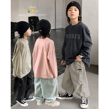 Yuanyuan Family Children's Clothing 2024 New Children's Spring and Autumn Bottom Shirt for Boys Long sleeved T-shirt Baby Top Loose and Trendy