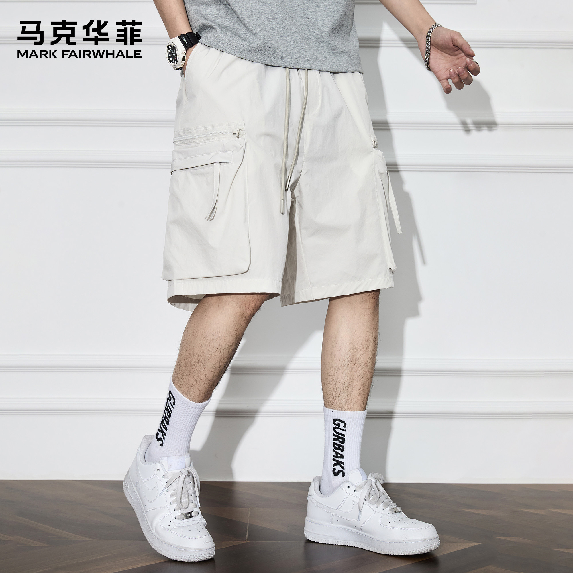 Мужские шорты Mark Huafei high-end tooling shorts, коллекция 2026 года, летние дышащие спортивные повседневные брюки из тонкого ледяного шелка с пятью точками