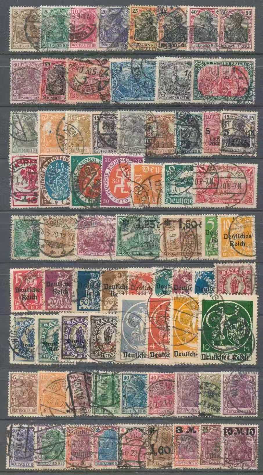 50 марок Германской империи, проданных разными буквами, 1872-1945 гг., в закрытой коробке, с ручным расчетом, иностранные марки
