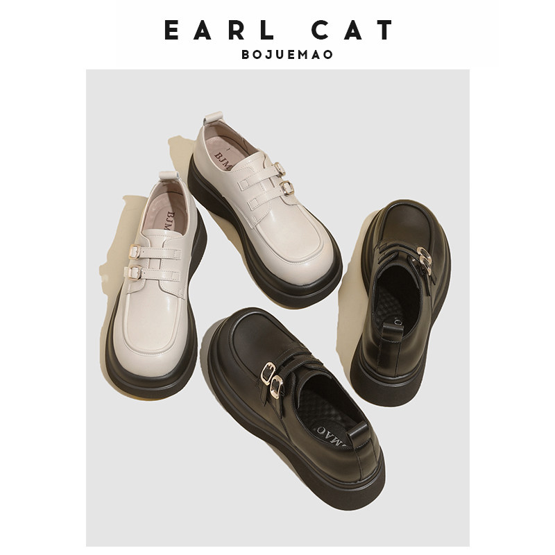 Маленькие кожаные туфли Piaget cat leather в британском стиле; женские тонкие туфли jk; сезон весна-осень; новинка 2026 года; лоферы на толстой подошве с увеличенным размером