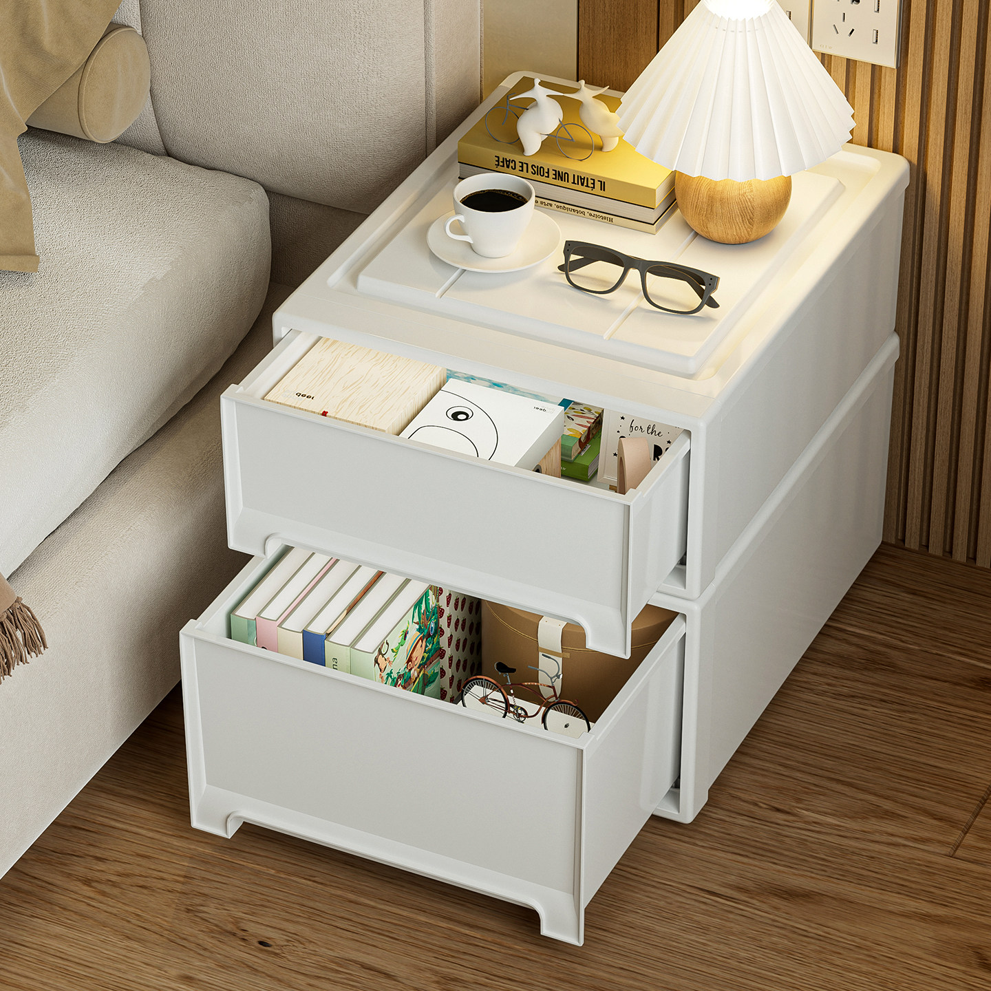Шкаф для хранения Tidyhome бытовая спальня прикроватная тумбочка сменный шкаф выдвижной пластиковый ящик для хранения прикроватный выдвижной шкаф