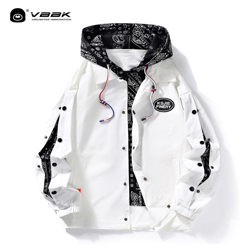 Бренд VBBK tide, поддельная куртка из двух частей, мужская весенне-осенняя бейсбольная форма ins tide с цветами кешью, хай-стрит, американская куртка с капюшоном