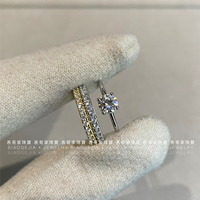 Explosive tail ring new D color VVS level versatile diamond ring small row of diamonds silver full diamond stackable diamond ring Moissanite