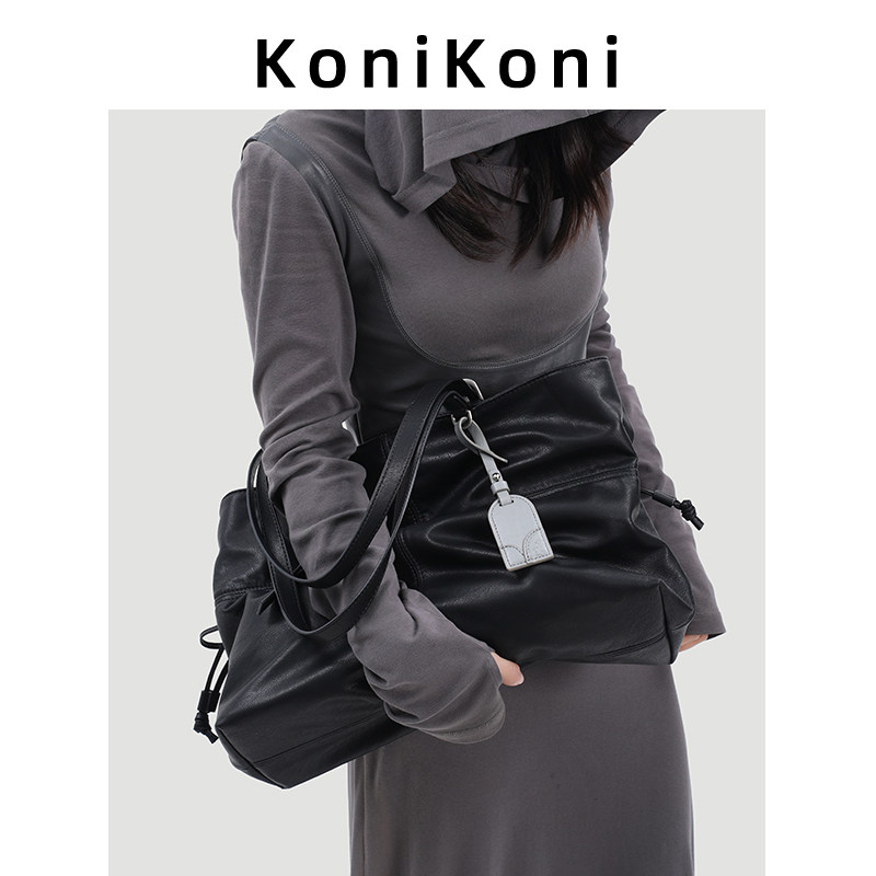 Оригинальная сумка-тоут KoniKoni на шнурке, женская сумка большой емкости, новинка 2026 года, супер пожарная сумка для поездок на работу, сумка через плечо, большая сумка