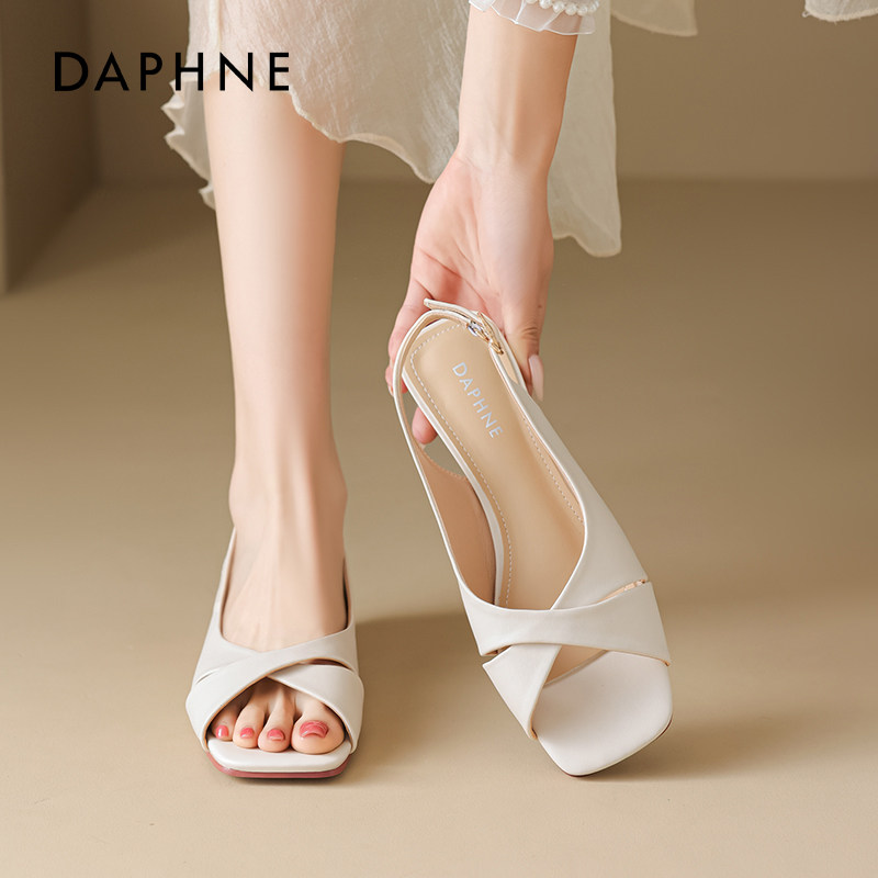Женские босоножки Daphne fish mouth; коллекция 2026 года; новинка лета; универсальная юбка во французском стиле для мам; красивые туфли на толстом каблуке