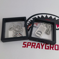 Authentic Sprayground shark mouth necklace pendant accessories silver personalized trendy brand versatile fashion matching ins