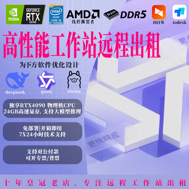 удаленная аренда видеокарты 4090/5090 GPU deepseek/GPT с искусственным интеллектом AI learning high-end сервер
