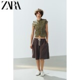 Осенние новинки ZARA2026, женский топ с короткими рукавами и круглым вырезом 