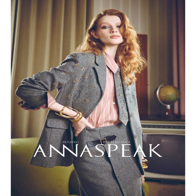 ANNASPEAK red label европейский импортный костюм из плотной шерсти Fitecom высокой четкости ручной работы plum blossom diamond suit женский костюм