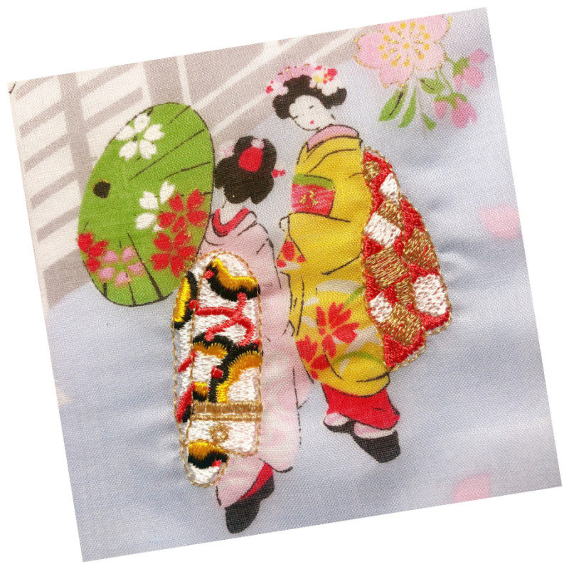 45cm Japanese-made Yuzen embroidered handkerchief, maiko embroidery, women's all-cotton, pure cotton, Japanese style small handkerchief.
