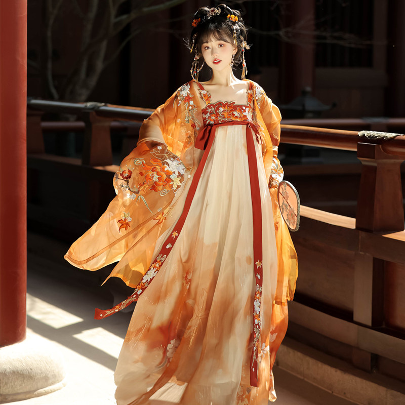 Оригинальная женская юбка Hanfu с вышивкой Хази в стиле тяжелой промышленности Jinfeng Yushu, улучшенный зимний стиль Тан на груди