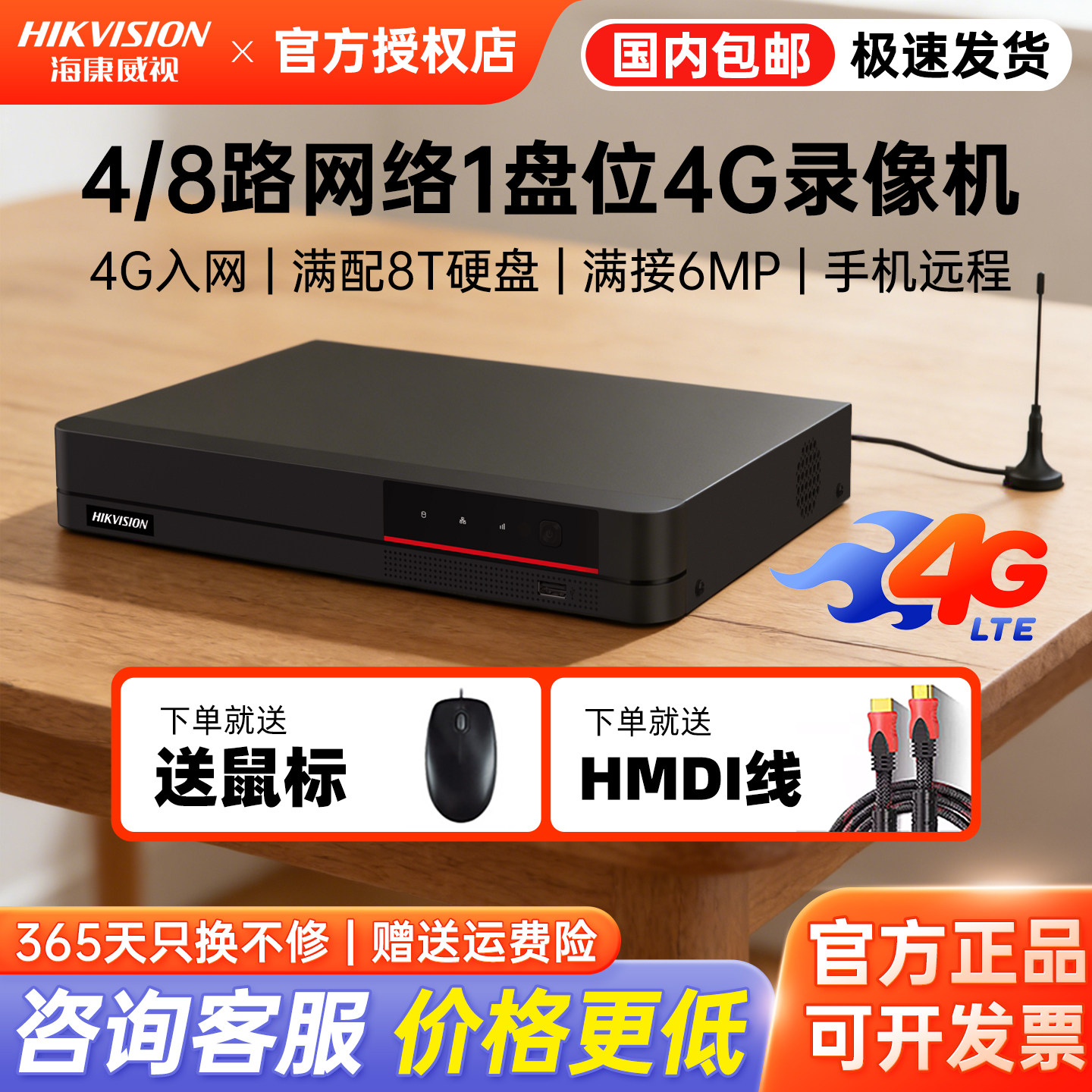 Видеорегистратор Hikvision surveillance на жестком диске 4g с одним отсеком nvr, 8-канальный узел мониторинга высокой четкости 7808N-Q1/4G