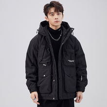 Cold resistant thickened down jacket, new American men's work clothes, hooded winter coat, oversized Parker men's duck down insulation