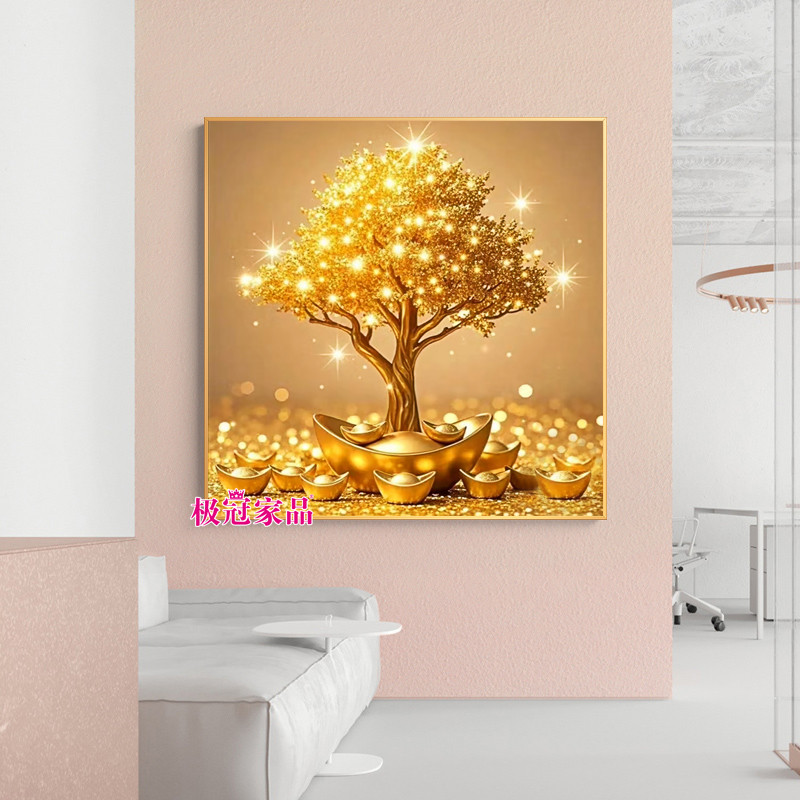 Гостиная 5d алмазная живопись, полная бриллиантов, новый слиток, дерево удачи, каменные наклейки с рамкой ручной работы, сделай сам, что означает хорошую живопись