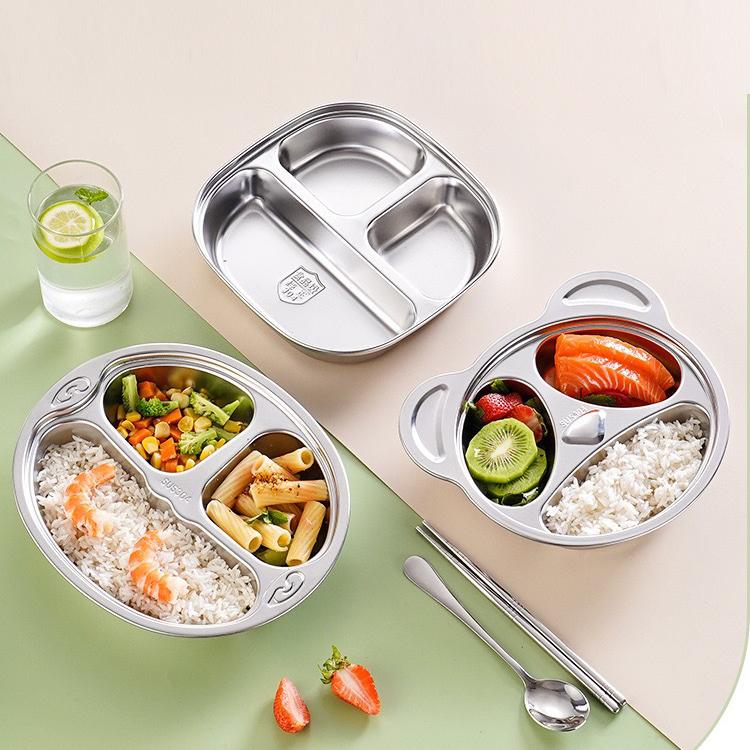 Утолщенная детская тарелка-купе из нержавеющей стали 304, обеденная тарелка для начальной школы, детский сад, набор детской посуды