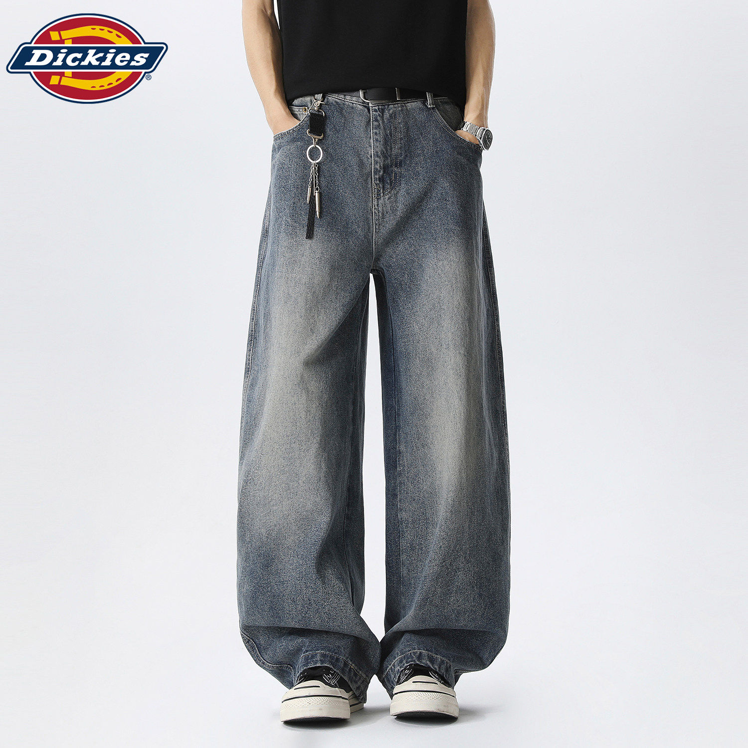 Джинсы Dickies, мужские летние джинсы-американки в тонком сечении, свободные прямые брюки-ятаганы, свободные постиранные комбинезоны в стиле ретро