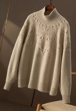 2024 New Year's Day New Year's Day New Year's Eve New Year's Day New Year's Day Twisted Flower Heavy Weight Half Tall Collar Style Versatile Pullover Bottom Cashmere Sweater