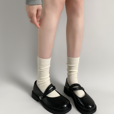 taobao agent 夜间教习室袜子女夏季薄款短筒纯色竖条纹简约中筒袜春秋白色长袜