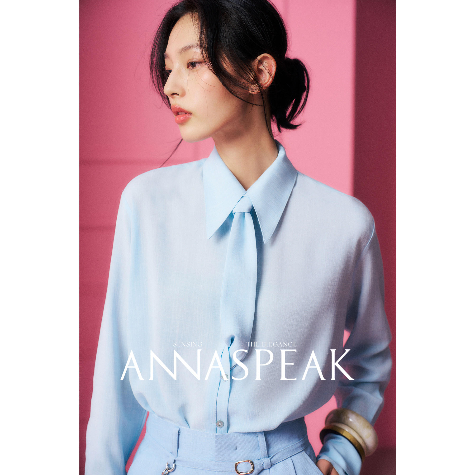 ANNASPEAK CleanFit Elegant Luxury Chic Intellectual AS New Summer Top Acetate Thin Shirt for Women