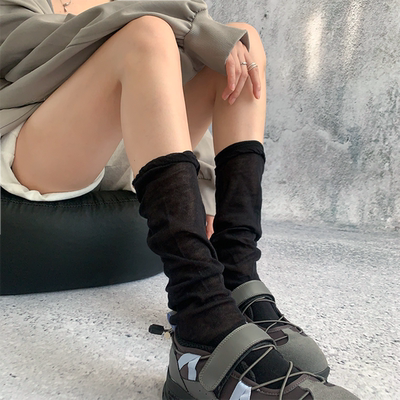 taobao agent 夜间教习室黑色堆堆袜女夏季薄款芭蕾风中筒jk灰色小腿袜子长筒袜
