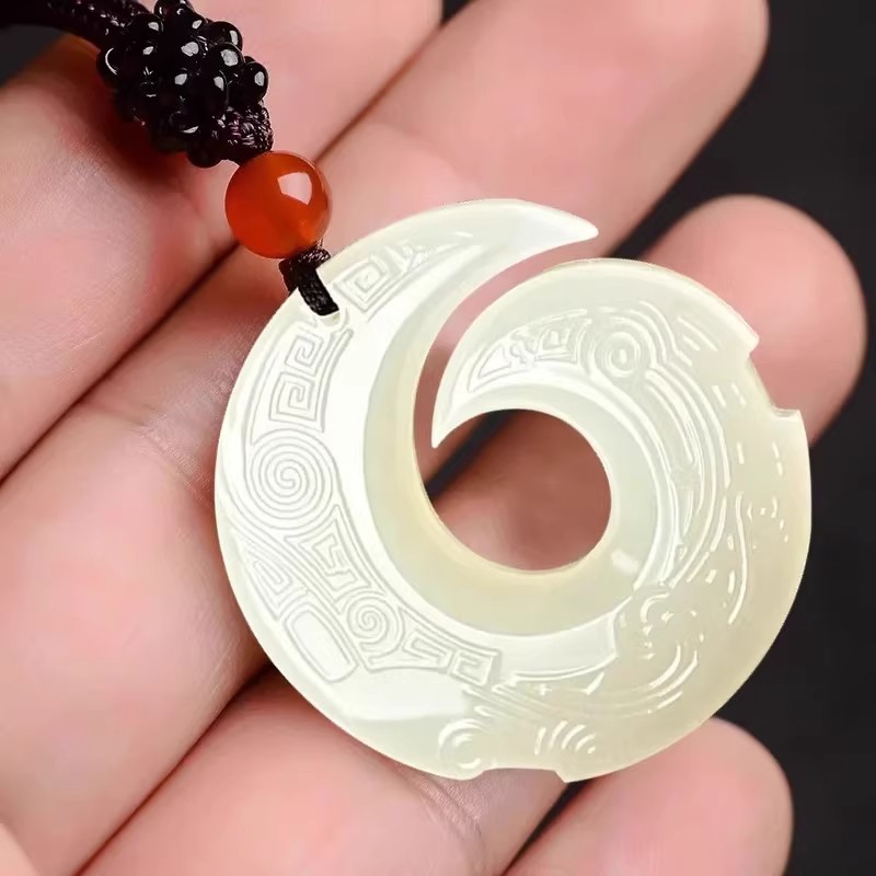 Натуральный нефритовый кулон с передачей удачи для мужчин и женщин, нефритовый кулон с передачей удачи, ожерелье, цепочка для свитера, подарок на новый год