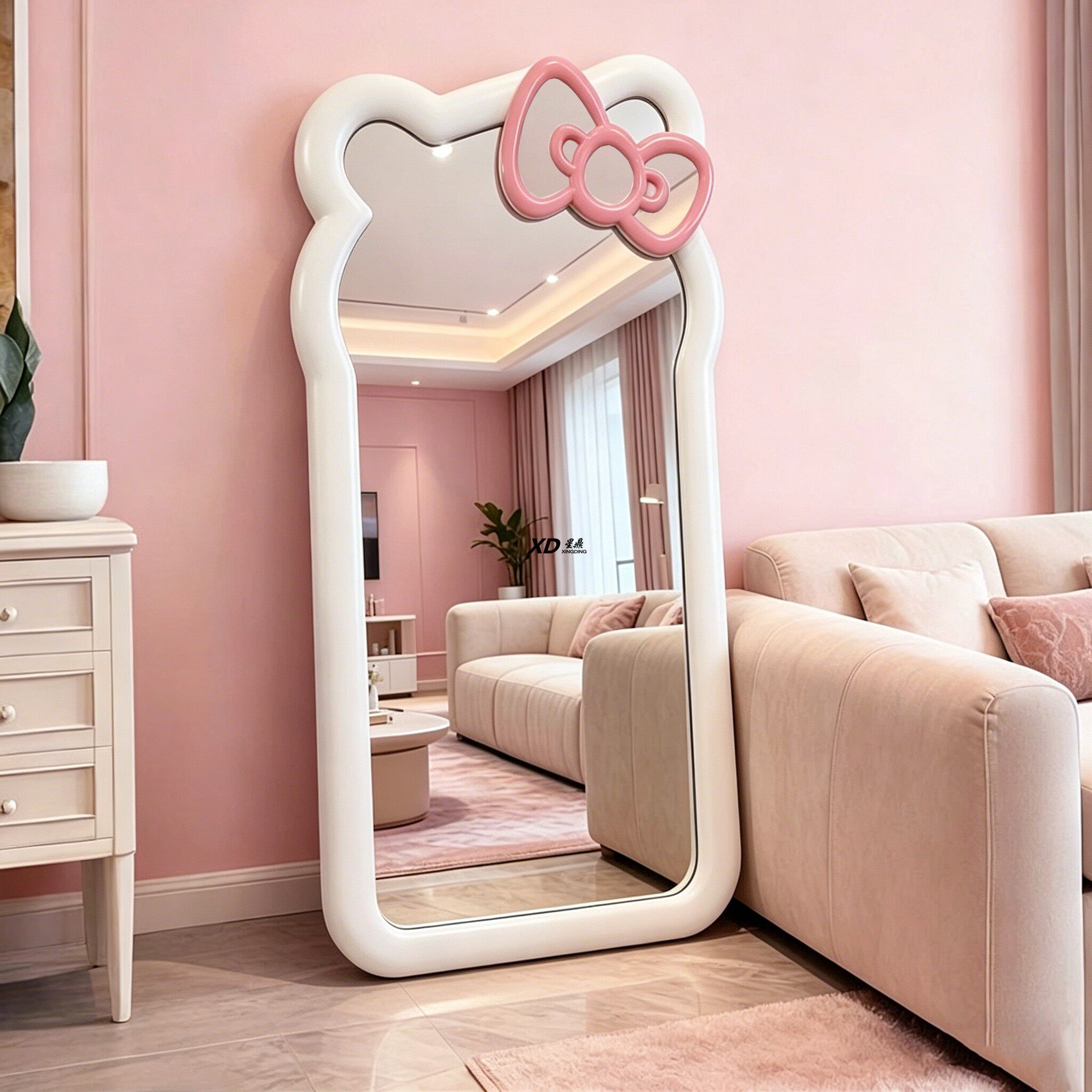Зеркало в полный рост Hello Kitty, Хеллокитти, настенное зеркало в полный рост в спальне для девочек, креативное напольное зеркало для гардеробной в гостиной