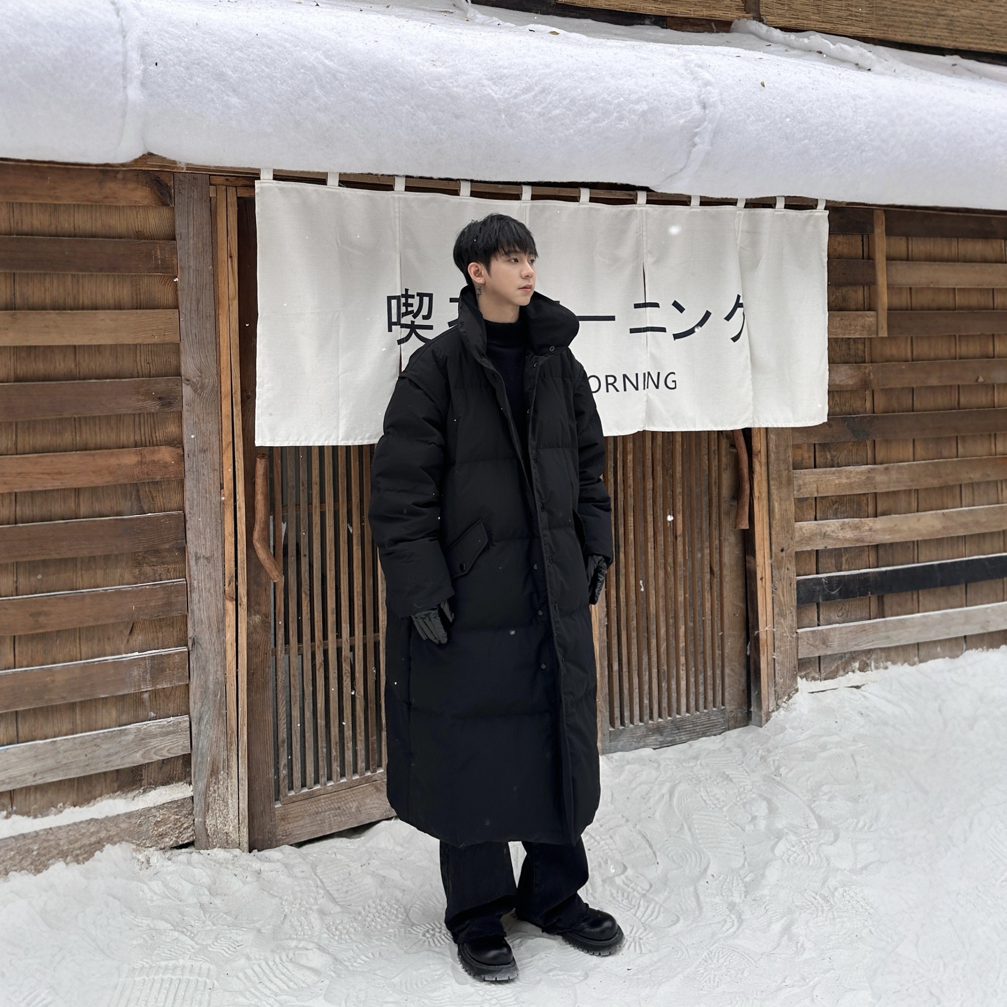 JKSPACE90 простой длинный пуховик на белом утином пуху с воротником-стойкой, мужское зимнее плотное теплое и непромокаемое пальто-куртка