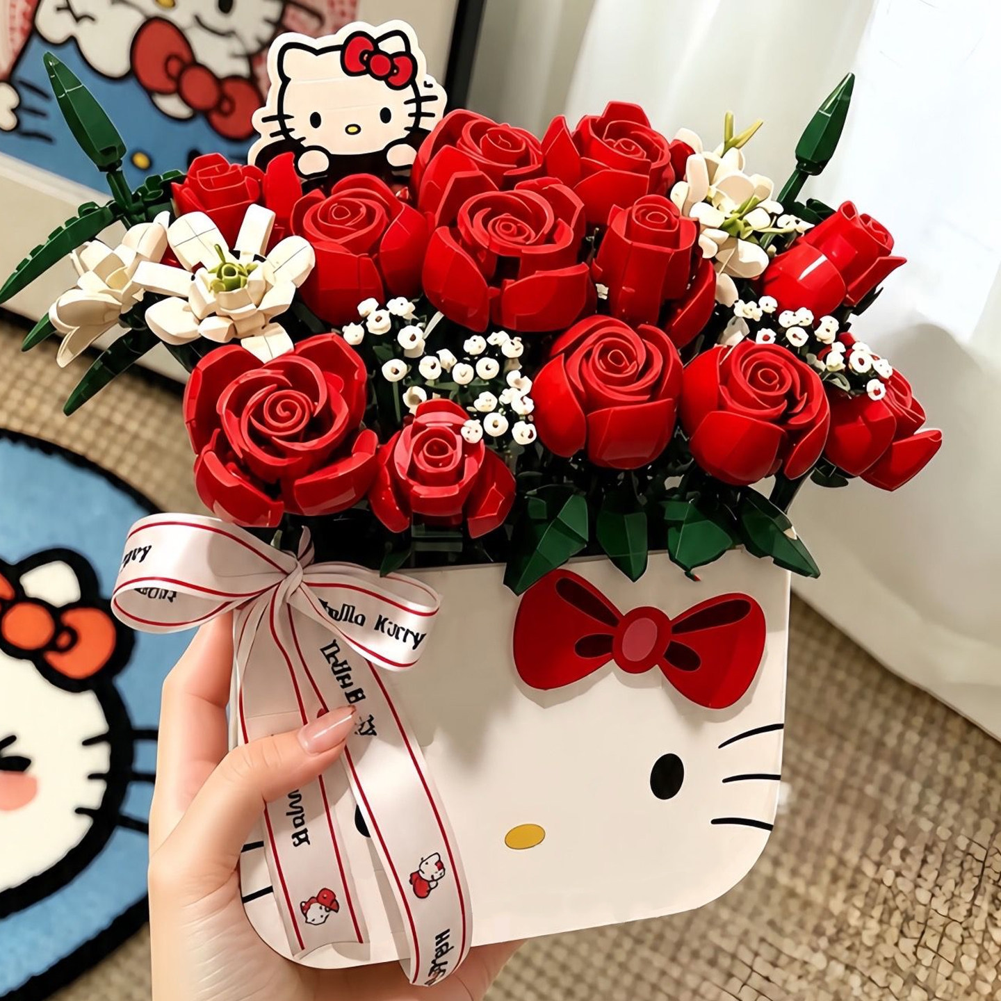 2026 новый KT cat строительный блок цветок DIY подарочная коробка в сборе вечный цветок ведро для объятий 520 для подруги подарок на День святого Валентина