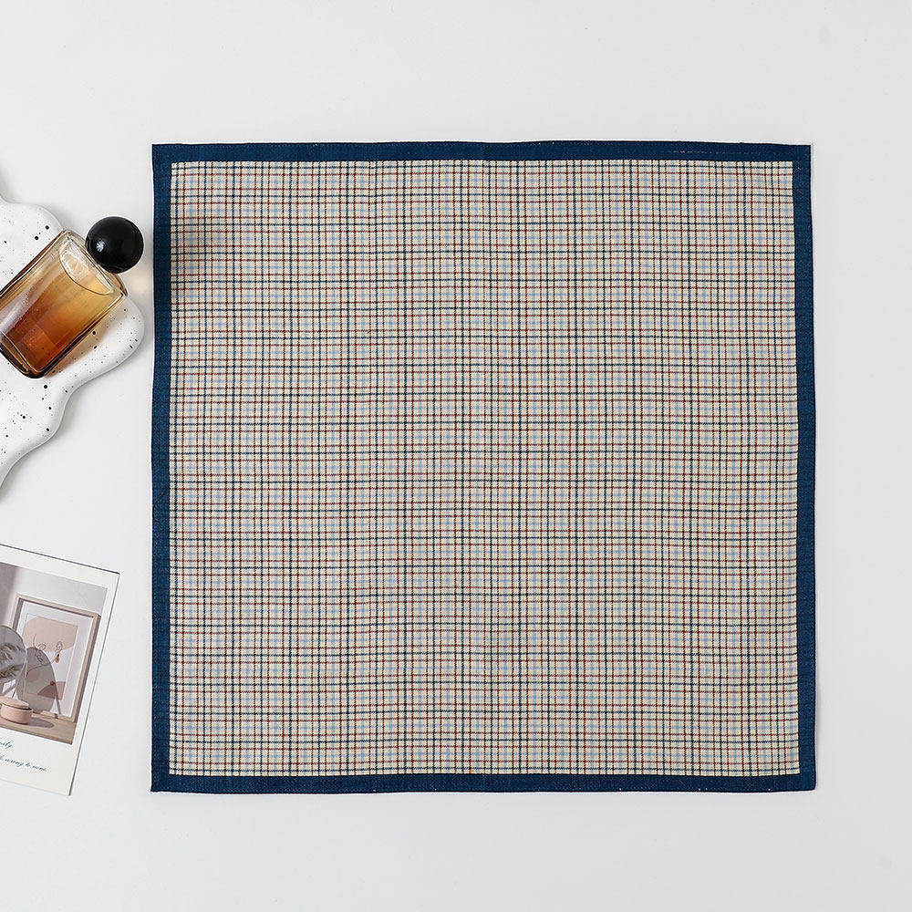 43cm Men's Pure Cotton Yarn-Woven Handkerchief, Vintage Style, All-Cotton Plaid Handkerchief, Lightweight, Soft, and Comfortable Handkerchief/Square Handkerchief