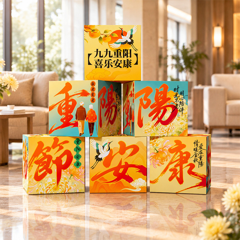 Атмосфера сцены фестиваля Nine-nine Chung Yeung Festival воссоздана в тематическом оформлении дома престарелых: заходите, фотографируйте, вешайте скатерть, выдвигайте ящик.