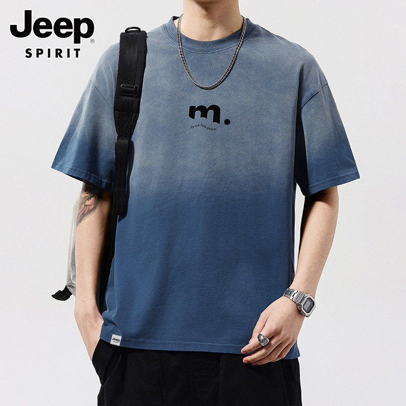 Мужская футболка с короткими рукавами бренда Jeep из плотного промытого хлопка summer tide, новинка 2026 года, свободная футболка большого размера с короткими рукавами