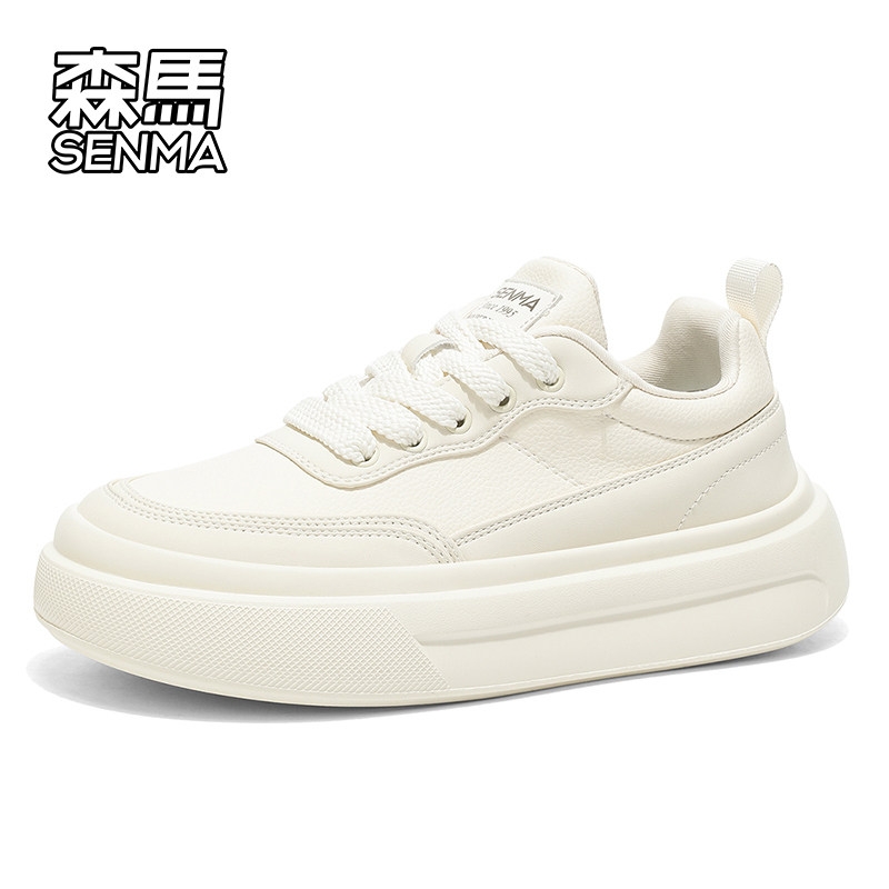 Мужская обувь Semir; новинка 2026 года; осенняя кожаная белая обувь; мужские повседневные кроссовки на мягкой подошве с увеличенной посадкой