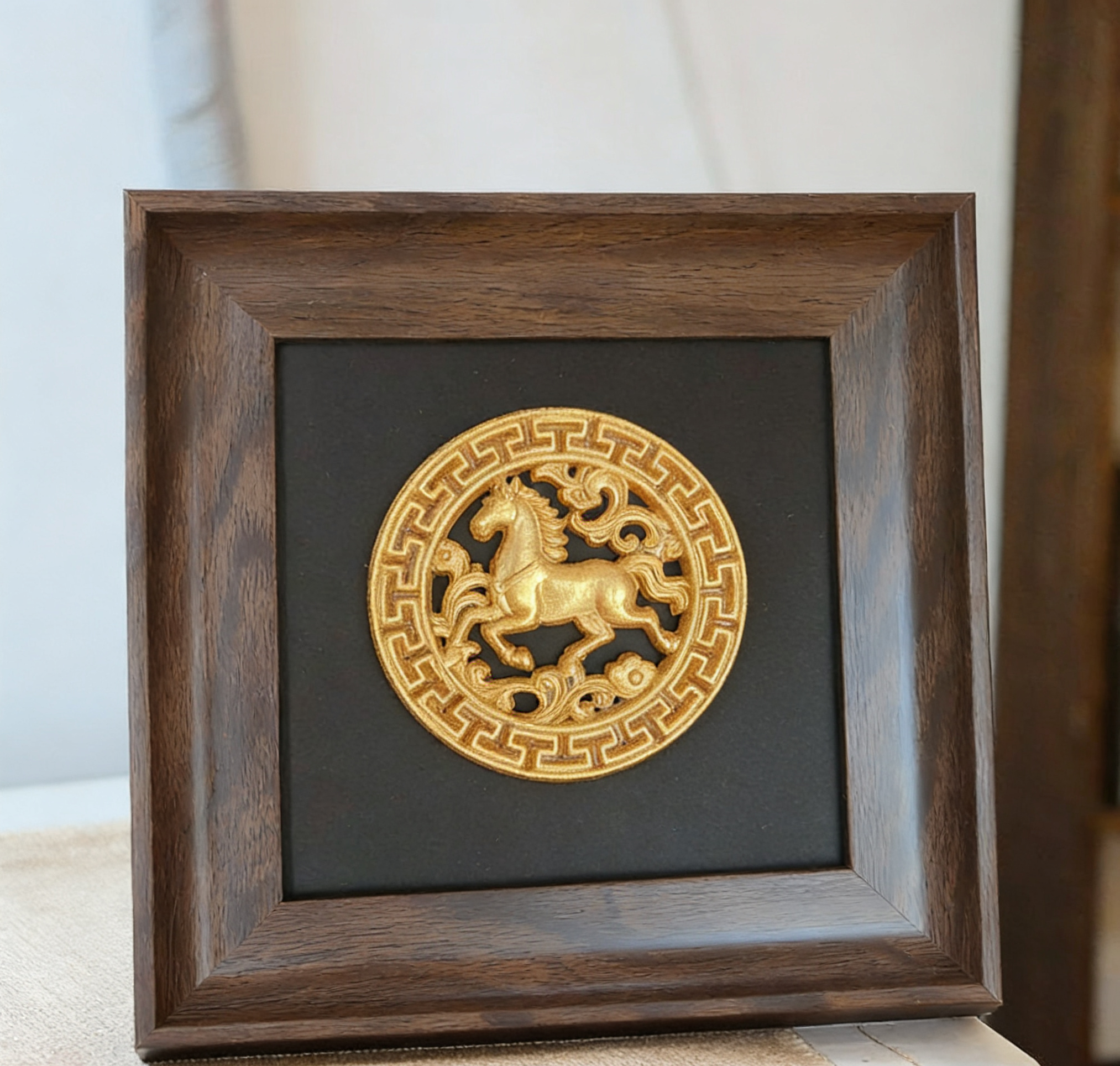 Год лошади, расписанная золотом резьба по дереву, фоторамка, художественное оформление, День матери, тимбилдинг, набор материалов для самостоятельной работы, простое украшение ручной работы