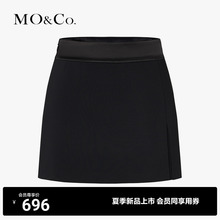 MO&Co.2024 Summer New Black Straight Split Shorts and Skirts MBD2SOTT60 MoAnke