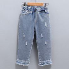 Denim pants, simple straight leg pants, stylish mid length style, Spring and Autumn 22