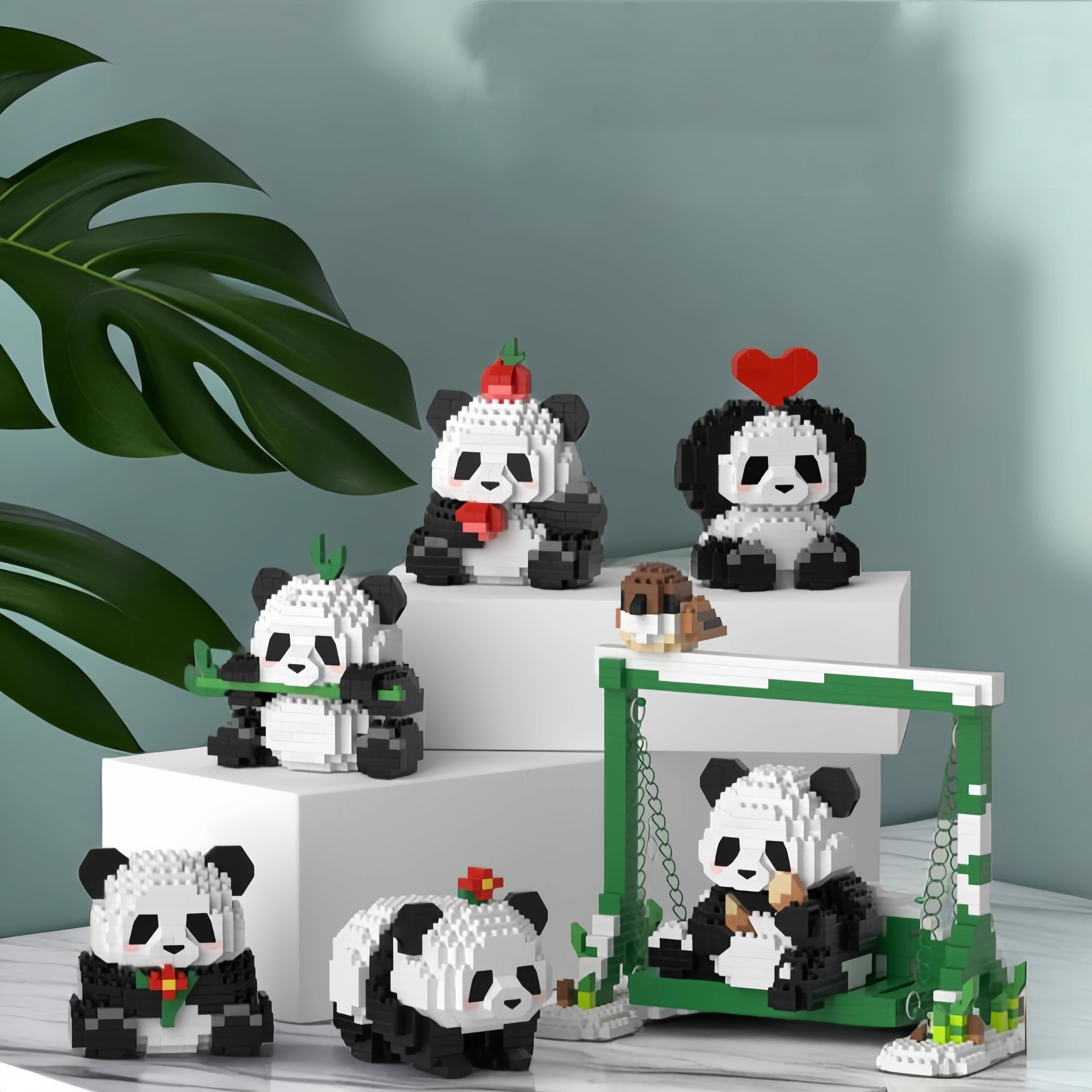 Серия Huahua Giant Panda для мальчиков и девочек, собранные из мелких и микрочастиц строительные блоки для взрослых, детские развивающие пазлы, подарок Menglan