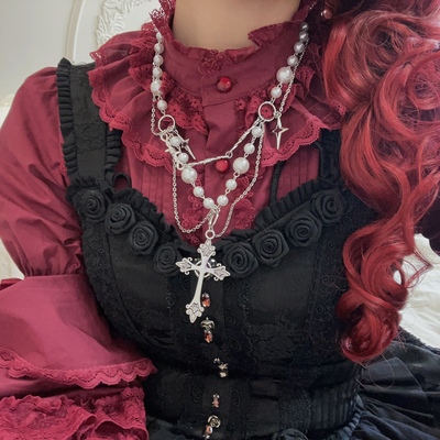 taobao agent 【芝士猫】福利款！yk2辣妹哥特朋克十字架lolita百搭珍珠项链