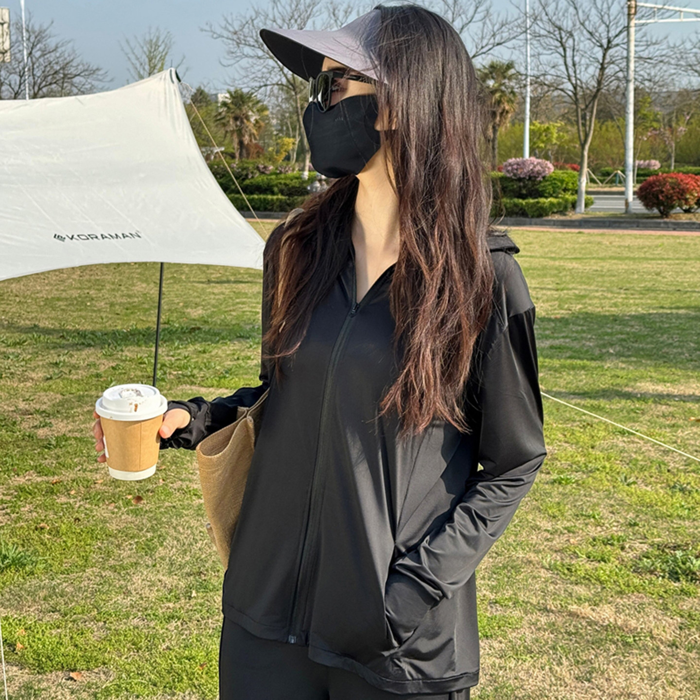 Ice silk professional cycling electric bike hooded anti UV sun protection clothing for women's new summer sun protection clothing jacket