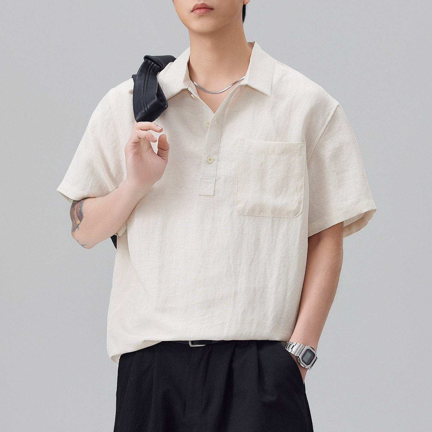 Льняная футболка tencel cool с короткими рукавами, мужская летняя тонкая свободная дышащая футболка, мужская хлопковая футболка в стиле old money