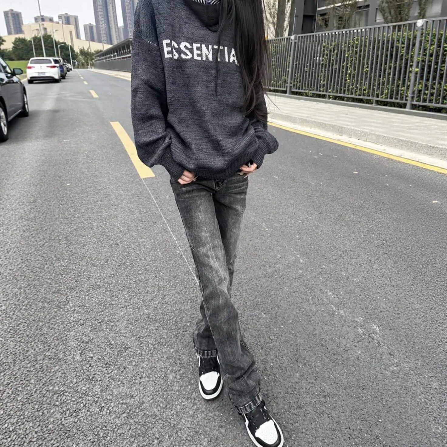 Черные и серые джинсы 517 для мужчин и женщин Hot girl style American cleanfit washed slim для похудения high street vibe