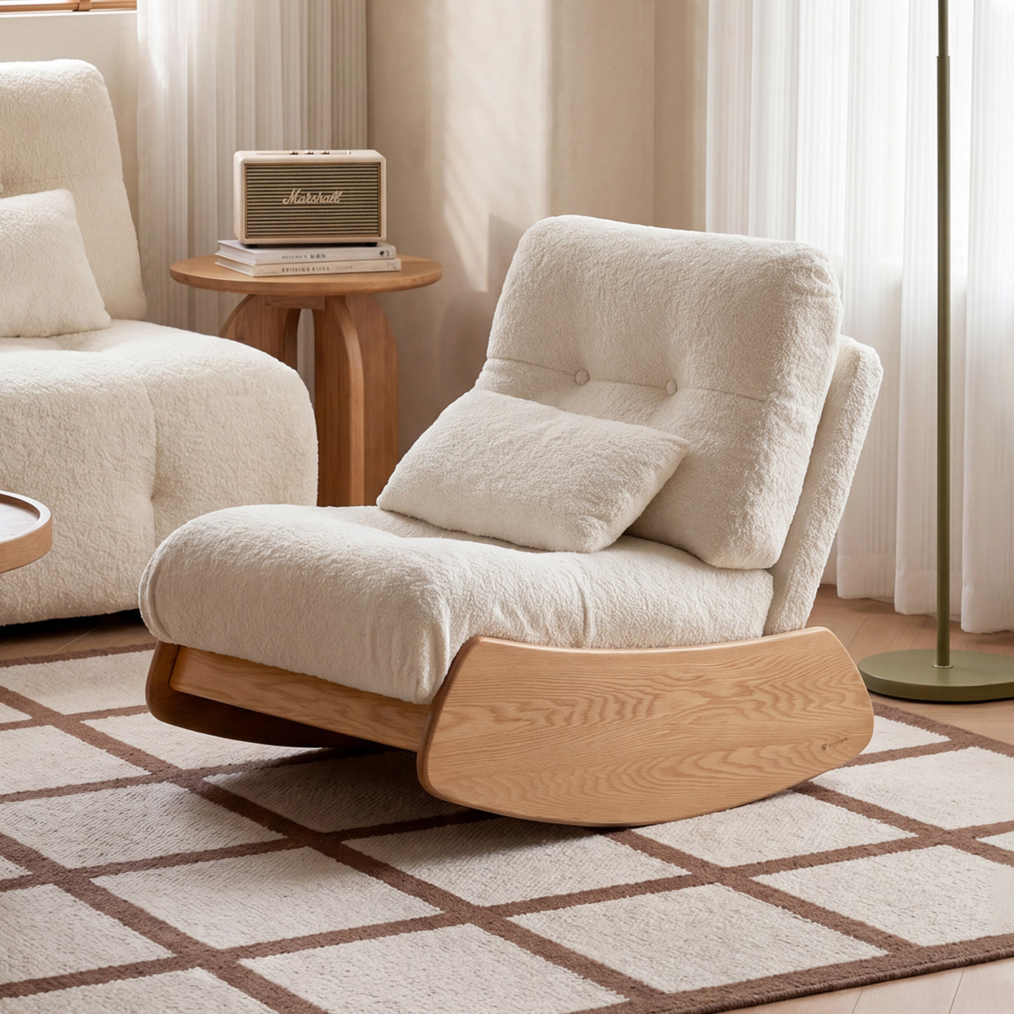Односпальный диван Mairhk из массива дерева в современной гостиной в стиле ретро в строгом стиле...
