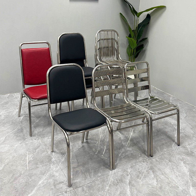 2025 новый стул, утолщенный обеденный стол и стул из нержавеющей стали 304, ресторанный бытовой складывающийся табурет со спинкой, обеденный стул