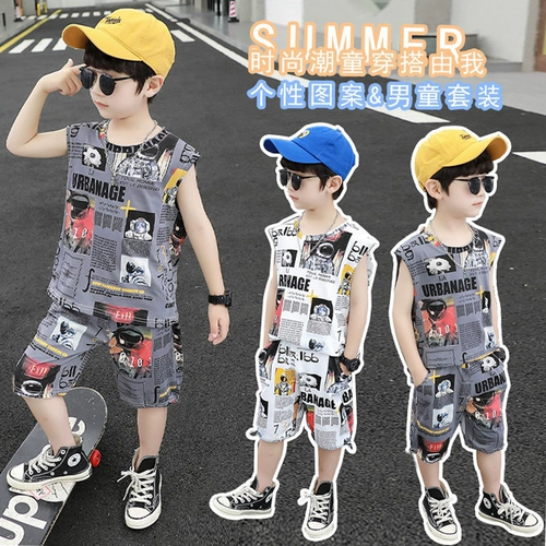Летний комплект, летняя спортивная летняя одежда для мальчиков без рукавов, 2022