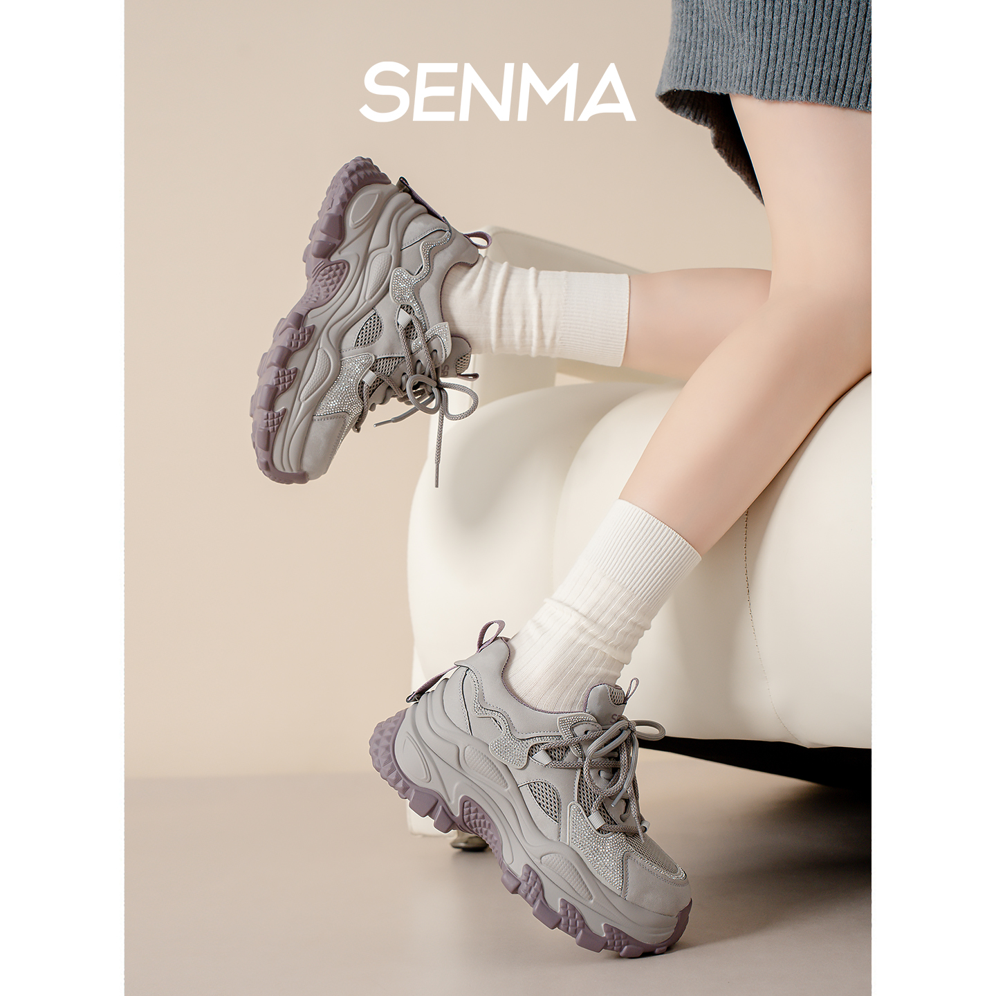 SENMA/Женская обувь Senma; сезон осень-зима; новинка; обувь для папы на толстой подошве; маленькие бархатные туфли из хлопка; повседневная спортивная обувь увеличенного размера