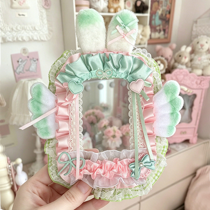 adorable lace bunny ear wings and bow card holder, perfect for protecting your ID cards.