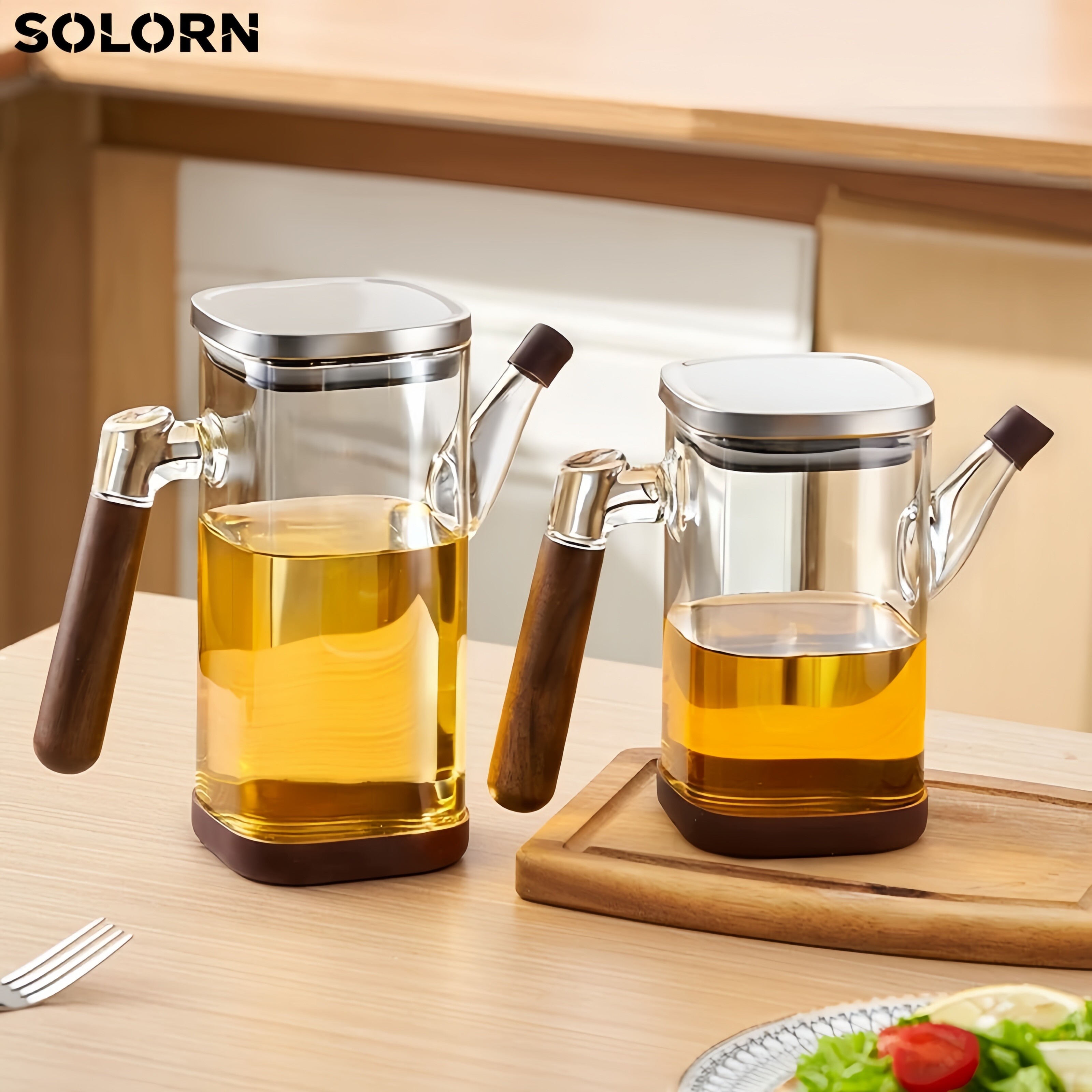 Банка для масла SOLORN, кухонная, бытовая, не подвешивающаяся, пищевая, из цельностеклянного боросиликатного стекла, специальный новый стиль для соевого соуса и уксуса