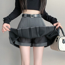 Grey pleated skirt for women in autumn and winter 2023 new model