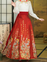 MONKOLCINLY High end atmospheric embroidered gold horse face skirt for daily wear with Chinese style improvement Hanfu red half