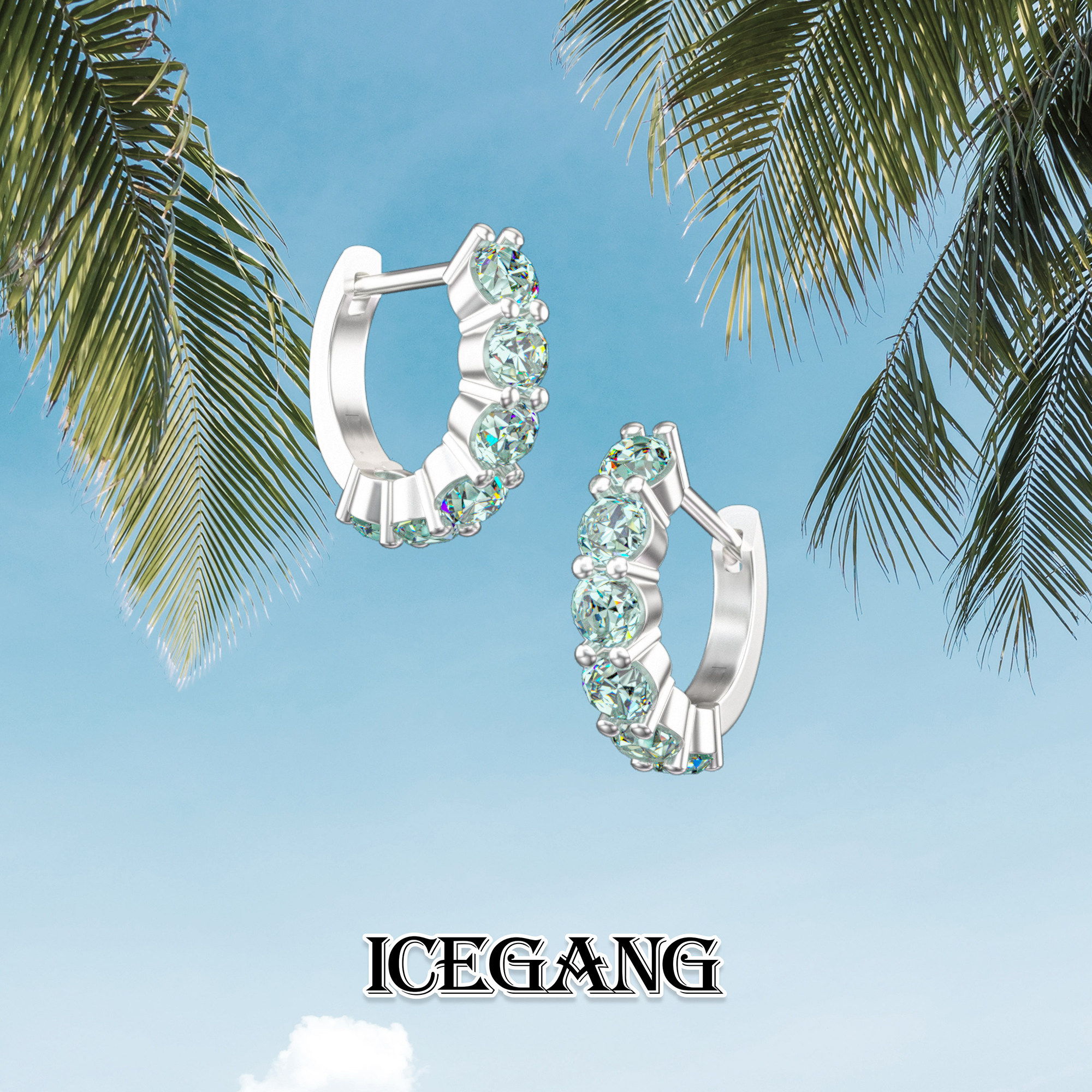 Серьги ICEGANG Maldives с голубым муассанитом и гипсофилой, серьги-иглы из серебра S925 пробы, высококачественные, универсальные, простые